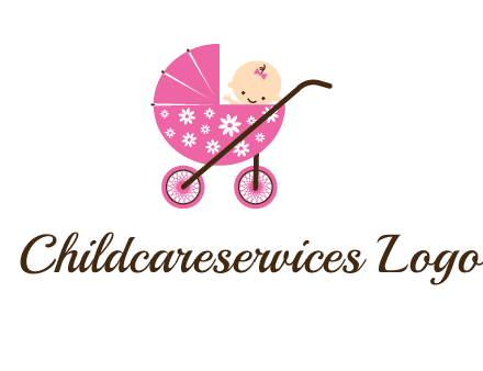 baby in stroller childcare logo