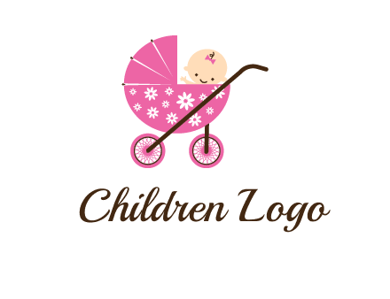 baby in stroller childcare logo