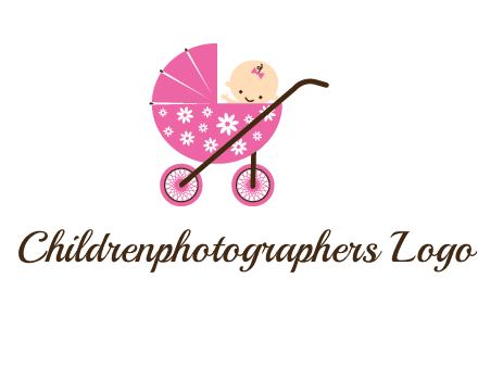 baby in stroller childcare logo