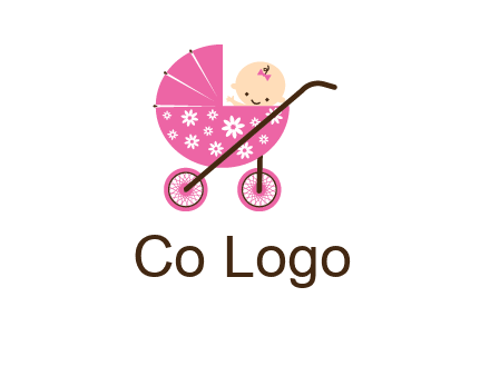 baby in stroller childcare logo