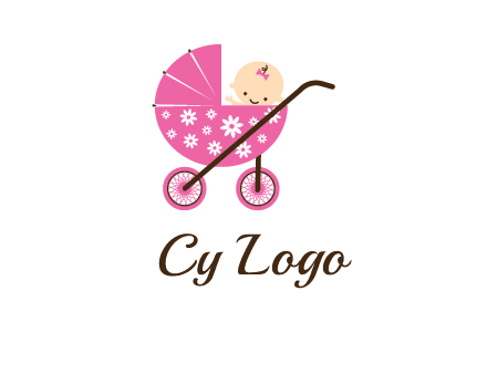 baby in stroller childcare logo