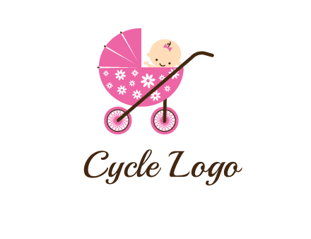 baby in stroller childcare logo