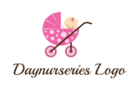 baby in stroller childcare logo