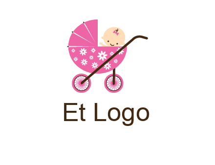 baby in stroller childcare logo