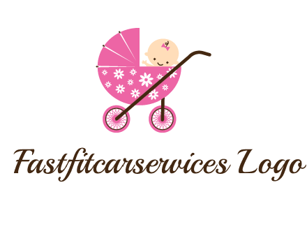 baby in stroller childcare logo