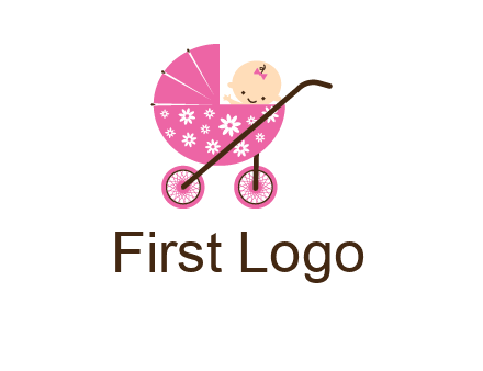 baby in stroller childcare logo