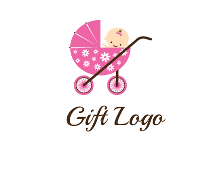 baby in stroller childcare logo
