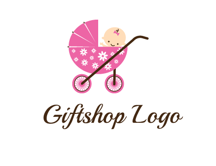 baby in stroller childcare logo