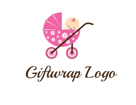 baby in stroller childcare logo