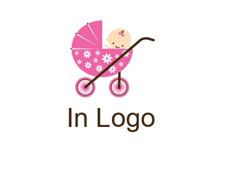 baby in stroller childcare logo