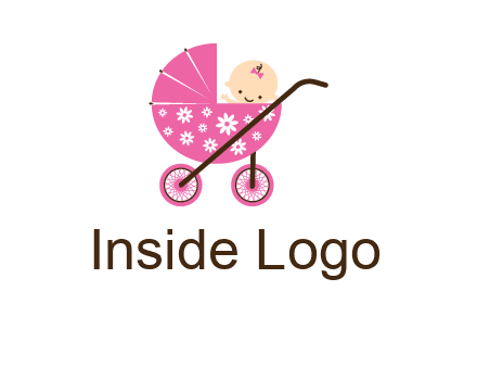 baby in stroller childcare logo