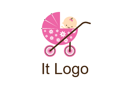 baby in stroller childcare logo