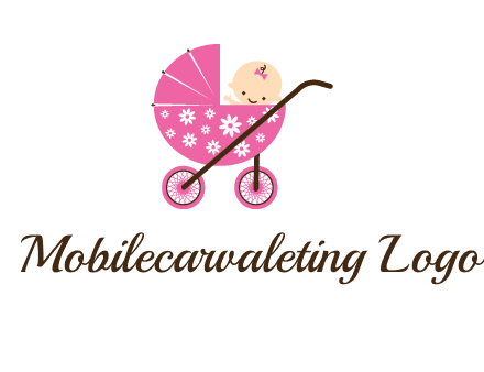 baby in stroller childcare logo