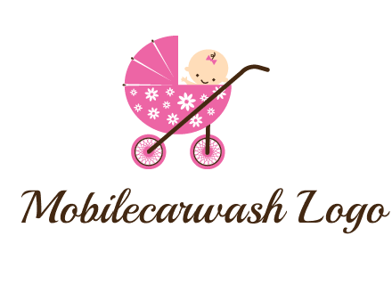 baby in stroller childcare logo