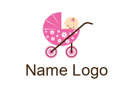 baby in stroller childcare logo