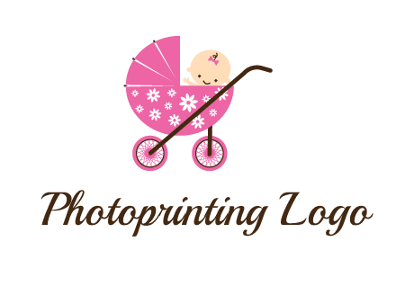 baby in stroller childcare logo