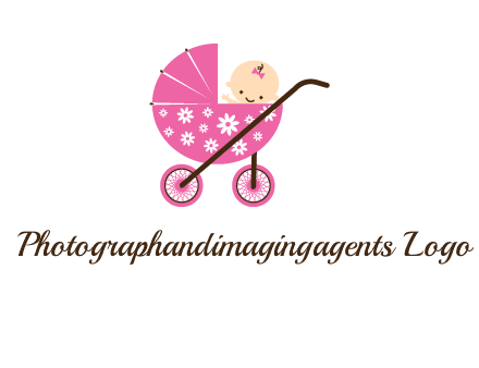 baby in stroller childcare logo