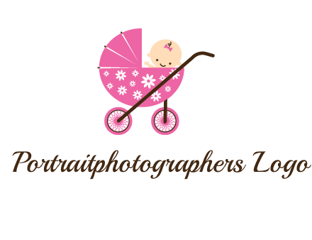 baby in stroller childcare logo