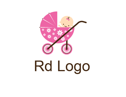 baby in stroller childcare logo