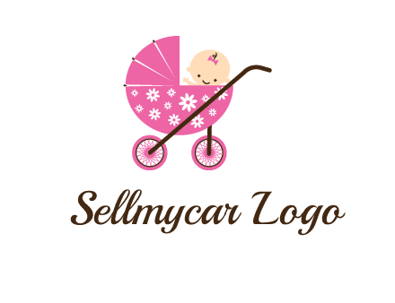 baby in stroller childcare logo