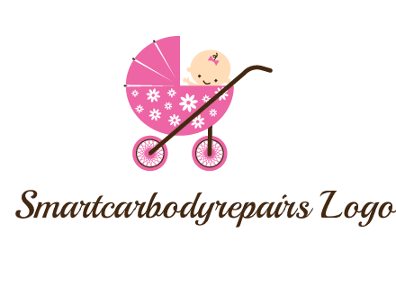 baby in stroller childcare logo