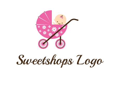 baby in stroller childcare logo