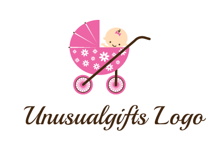 baby in stroller childcare logo