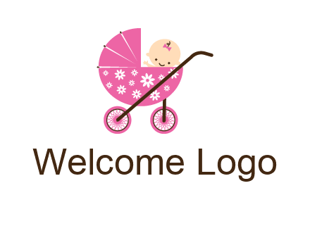 baby in stroller childcare logo