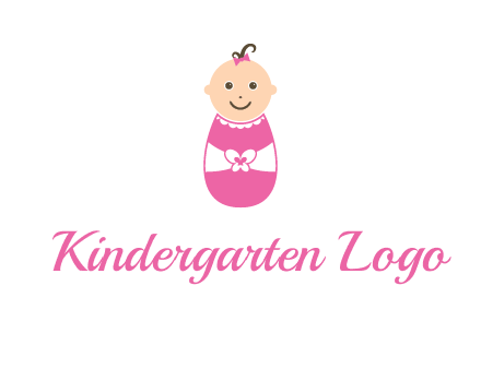 childcare logo with a baby in pink