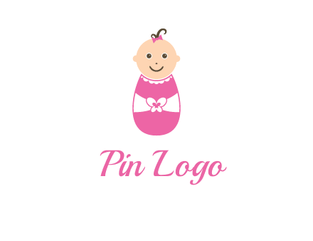 childcare logo with a baby in pink