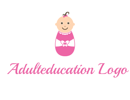 childcare logo with a baby in pink