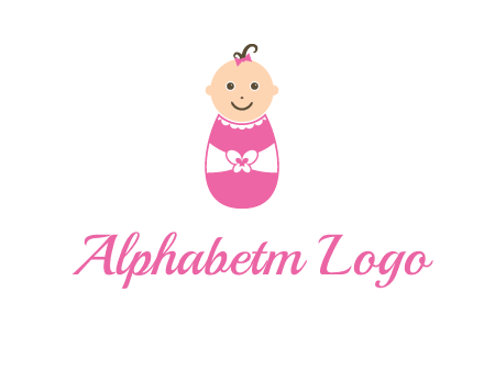 childcare logo with a baby in pink