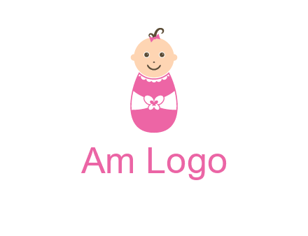 childcare logo with a baby in pink