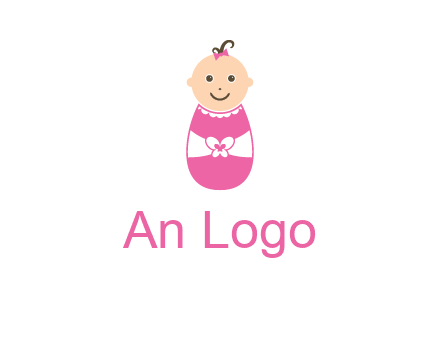childcare logo with a baby in pink