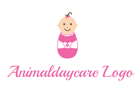 childcare logo with a baby in pink