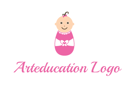 childcare logo with a baby in pink