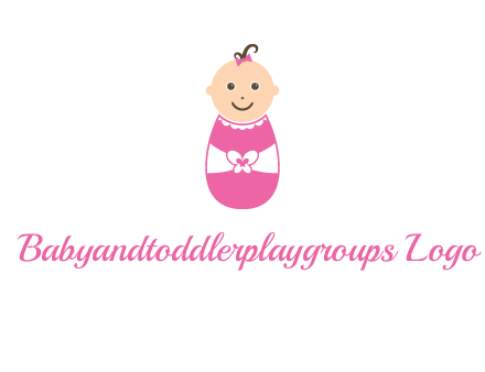 childcare logo with a baby in pink