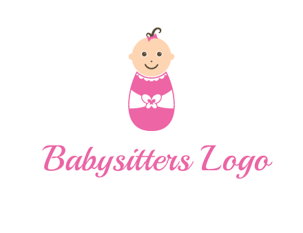 childcare logo with a baby in pink