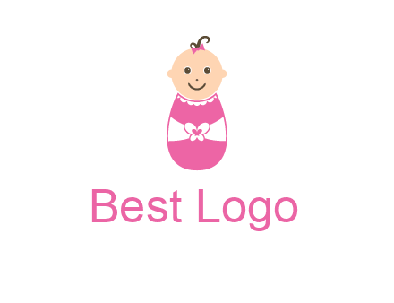 childcare logo with a baby in pink