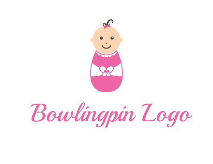 childcare logo with a baby in pink