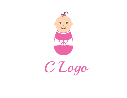 childcare logo with a baby in pink