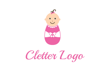 childcare logo with a baby in pink