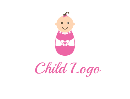 childcare logo with a baby in pink