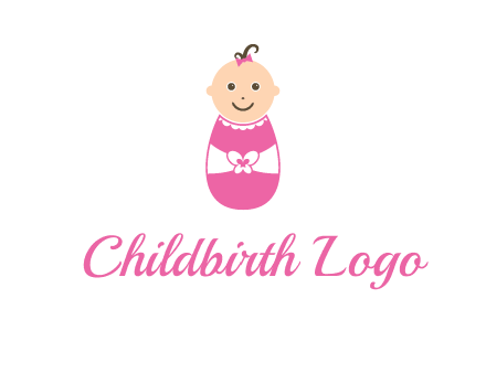 childcare logo with a baby in pink