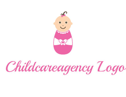 childcare logo with a baby in pink