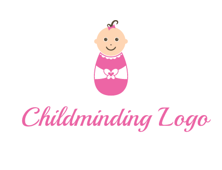 childcare logo with a baby in pink