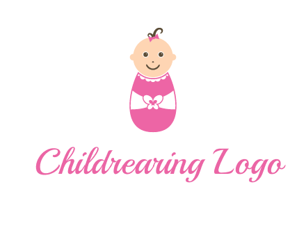childcare logo with a baby in pink
