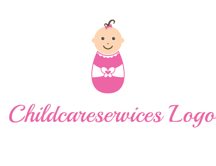 childcare logo with a baby in pink