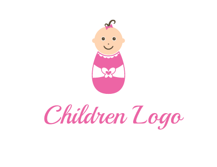 childcare logo with a baby in pink