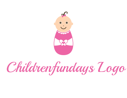 childcare logo with a baby in pink